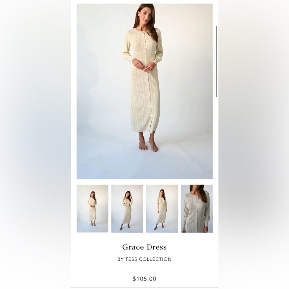 Cream Modest Buttoned dress byTessCollection